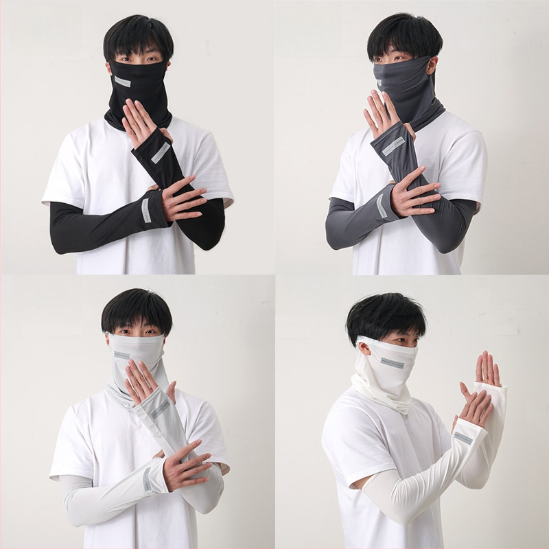 Meeste hingav päikesekaitsekaela- ja näomaski, kõrvakinnitustega, Ice Silk kangas, puuvillane alus, värske ja magus stiil, kevad 2025