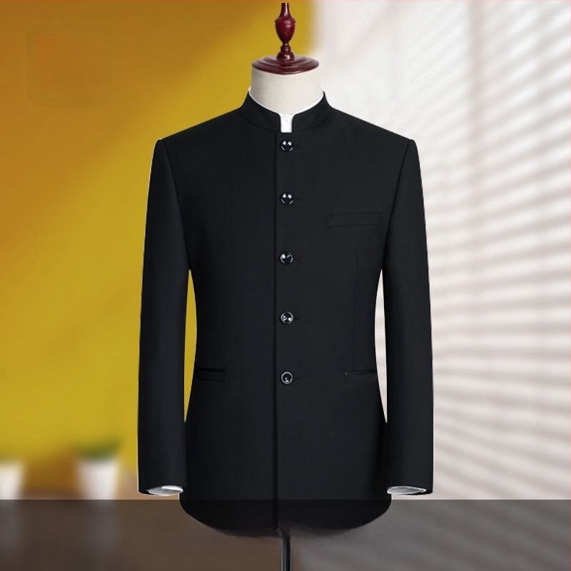 Pánsky Zhongshan oblek, Čínsky štýl, Corduroy látka s Rabbit Hair, Zima 2024, Wrinkle-Free