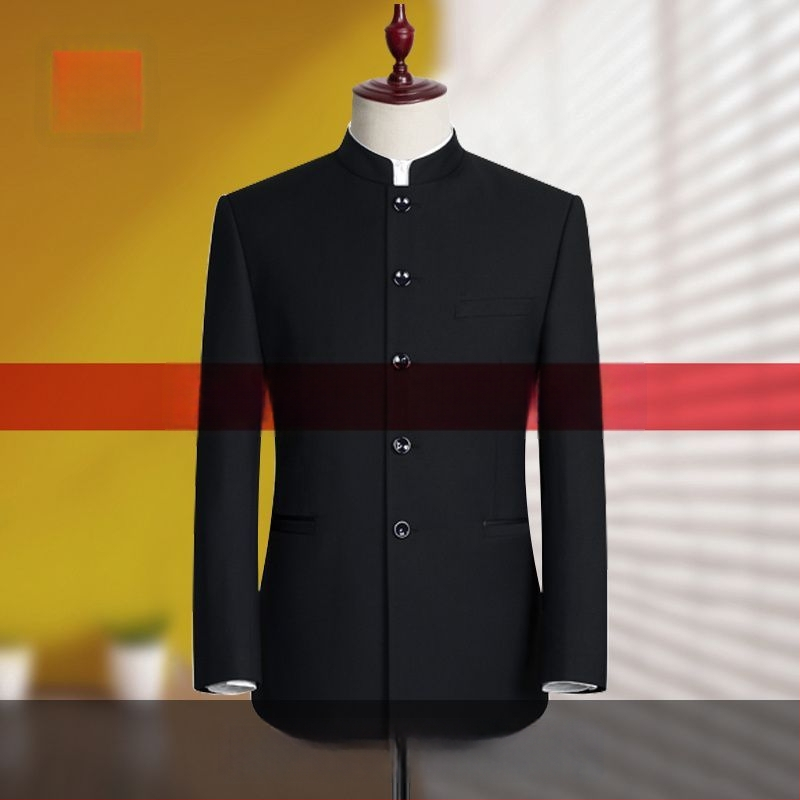 Pánsky Zhongshan oblek, Čínsky štýl, Corduroy látka s Rabbit Hair, Zima 2024, Wrinkle-Free