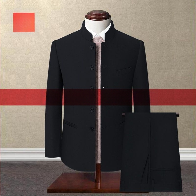 Pánsky Zhongshan oblek, Čínsky štýl, Corduroy látka s Rabbit Hair, Zima 2024, Wrinkle-Free