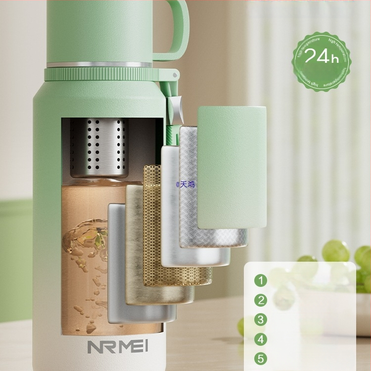 Izolovaný pohár Xiangquan — vnútro z 316 nerezovej ocele, vonkajší plášť z 201 nerezovej ocele, prenosný dizajn, izolácia 0–6 hodín