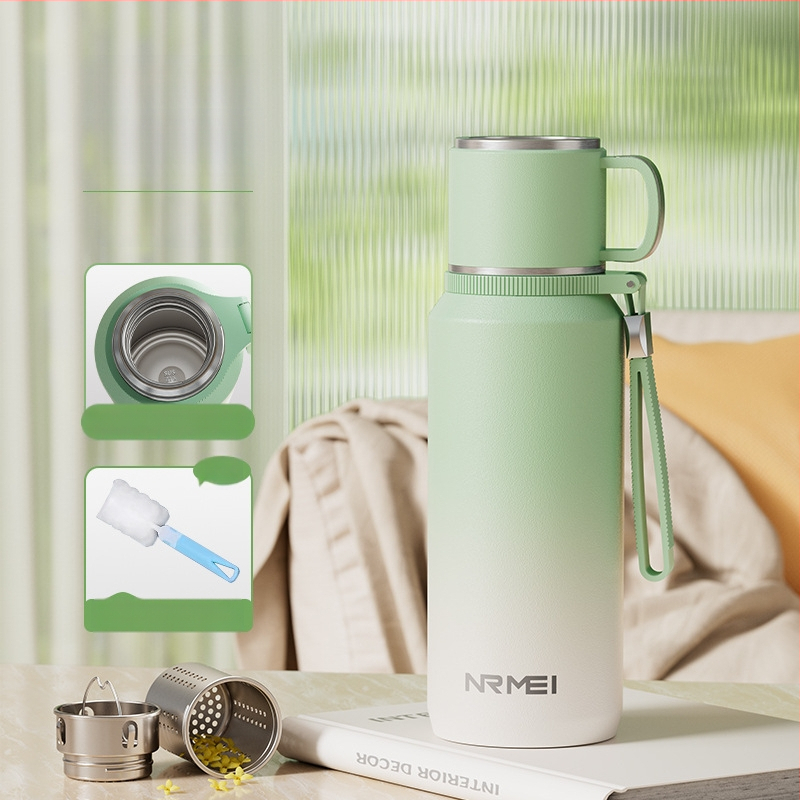 Izolovaný pohár Xiangquan — vnútro z 316 nerezovej ocele, vonkajší plášť z 201 nerezovej ocele, prenosný dizajn, izolácia 0–6 hodín