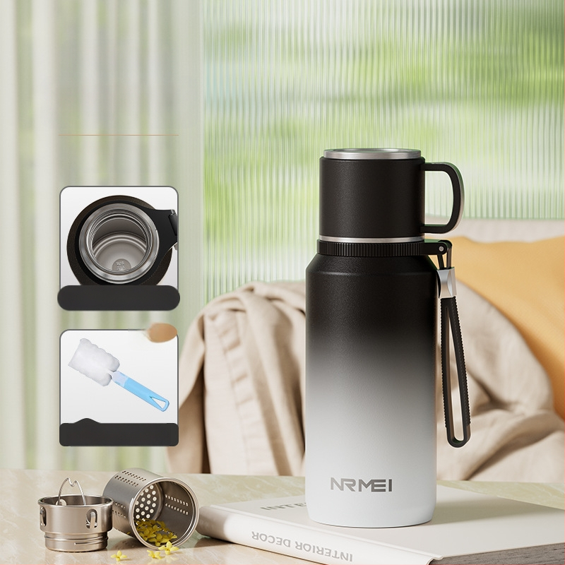 Izolovaný pohár Xiangquan — vnútro z 316 nerezovej ocele, vonkajší plášť z 201 nerezovej ocele, prenosný dizajn, izolácia 0–6 hodín