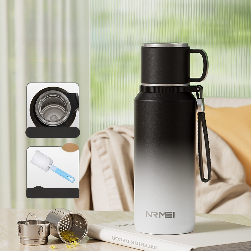 Izolovaný pohár Xiangquan — vnútro z 316 nerezovej ocele, vonkajší plášť z 201 nerezovej ocele, prenosný dizajn, izolácia 0–6 hodín