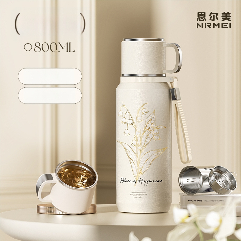 Izolovaný pohár Xiangquan — vnútro z 316 nerezovej ocele, vonkajší plášť z 201 nerezovej ocele, prenosný dizajn, izolácia 0–6 hodín