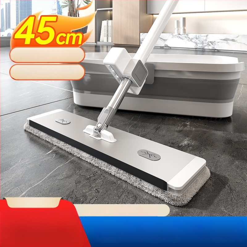 Ploché mop pre domáce použitie s ultrajemnou vlákninou, nerezová rukoväť, dvojité pohony, 90–100% dehydratácia