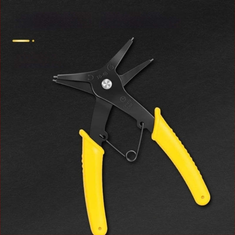 Quansheng dvojfunkčné kliešte na Circlip pre vnútorné a vonkajšie klipsy, 90° hlava, vymeniteľná hlava