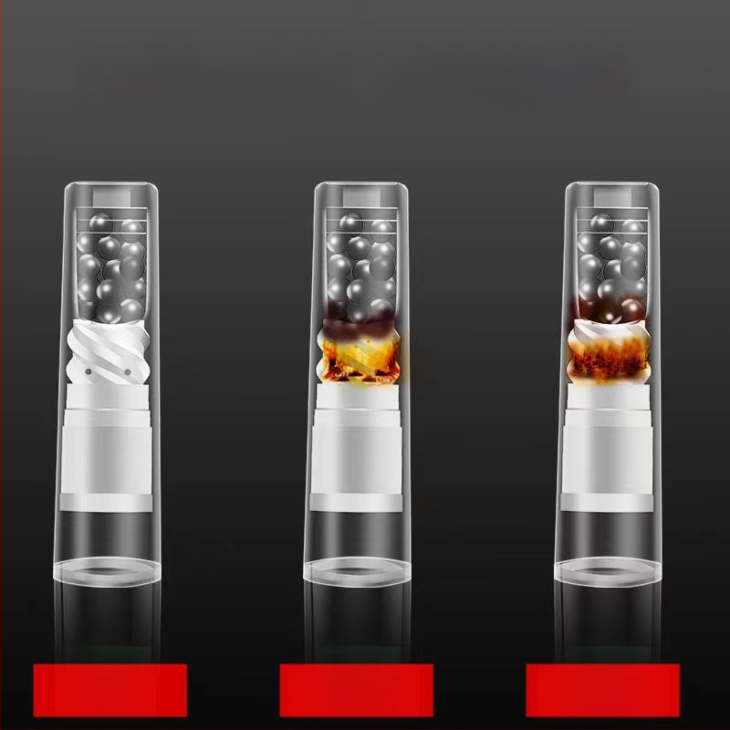 Plastový špirálový filter na cigarety s aktívnym uhlím, opakovane použiteľný; trojúčelový filter (hrubý, stredný, jemný); 245 kusov