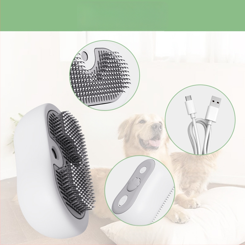 Kefa so sprejom pre mačky s masážou a čistením, jedným stlačením spreja, odstraňovanie chlpov, ABS materiál, neutrálna značka