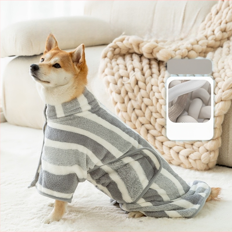 BRIHAPY Župan na kúpanie pre domáce zvieratá — pre psov a mačky, rýchloschnúci korálový velúr z polyesteru