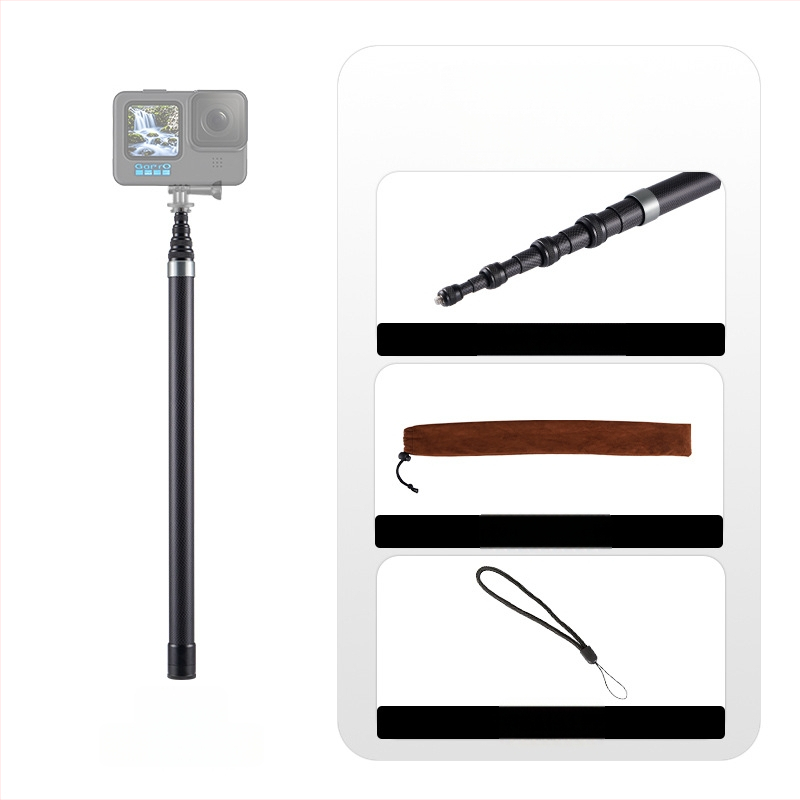 Anglies pluošto selfi lazda sporto kameroms, maksimali apkrova 2-5 kg, svoris 255 g, tinkama selfi fotografavimui