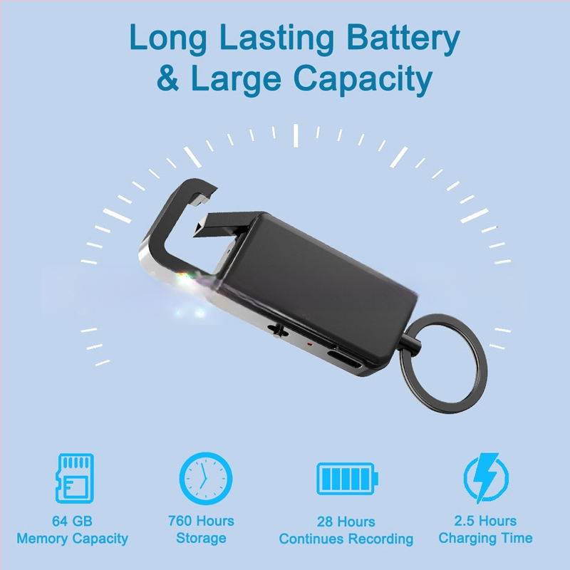 Záznamový pero na kľúčenku – nahrávanie jedným tlačidlom, formát WAV, doba nahrávania 999, podpora TF karty, USB 2.0