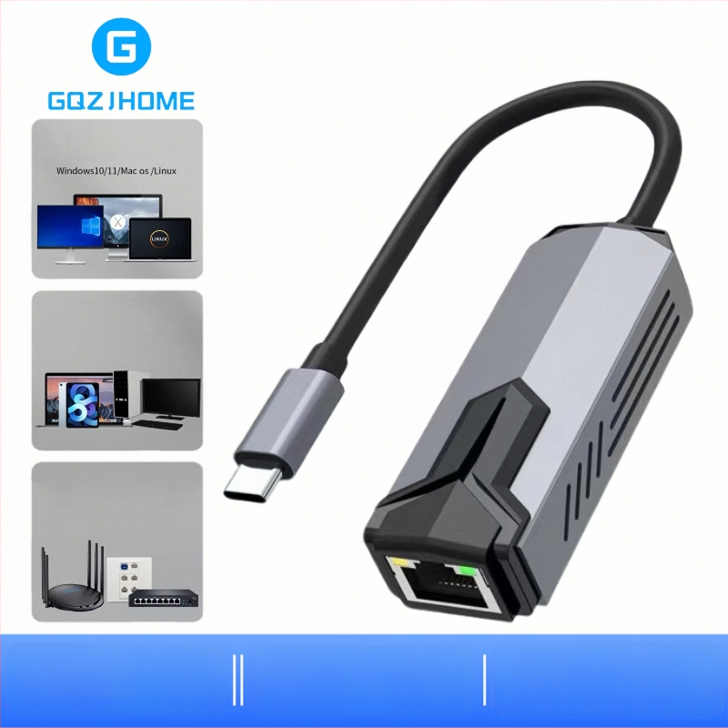 HD USB-C į RJ-45 Ethernet adapterį, USB 3.0, 5 Gbps, be tvarkyklių, Plug-and-Play