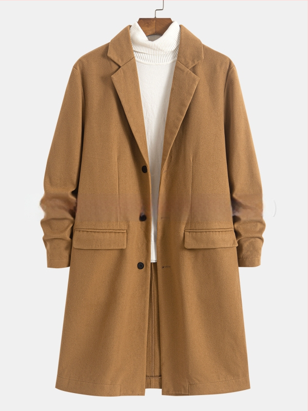 Vyriškas paltas - lengvas verslo stilius, laisvas kirpimas, 100% poliesteris, MQ622, 2025 ruduo