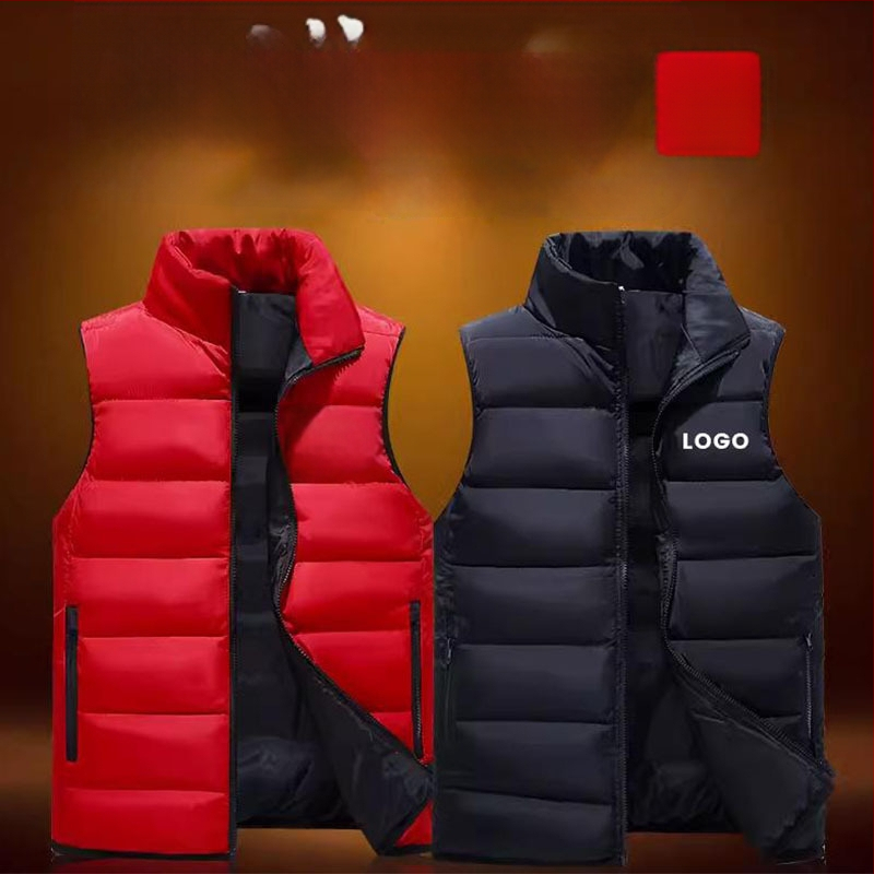 Pracovná vesta s izoláciou z perového bavlny, hrubý materiál, zips, stojací golier