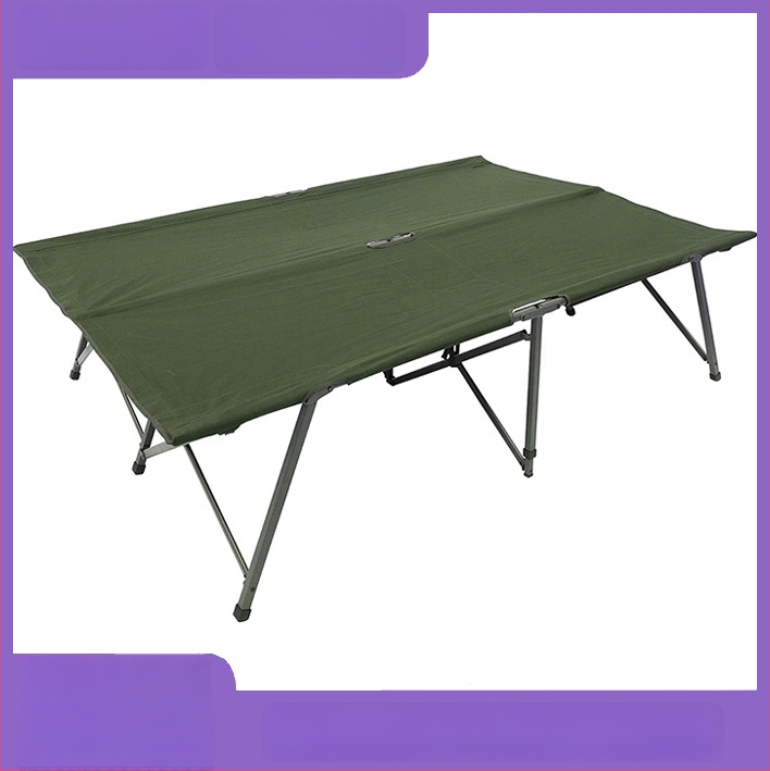 Dvigubai sulankstoma kempingo lova su geležine konstrukcija ir Oxford audinio paviršiumi, apkrova 150 kg
