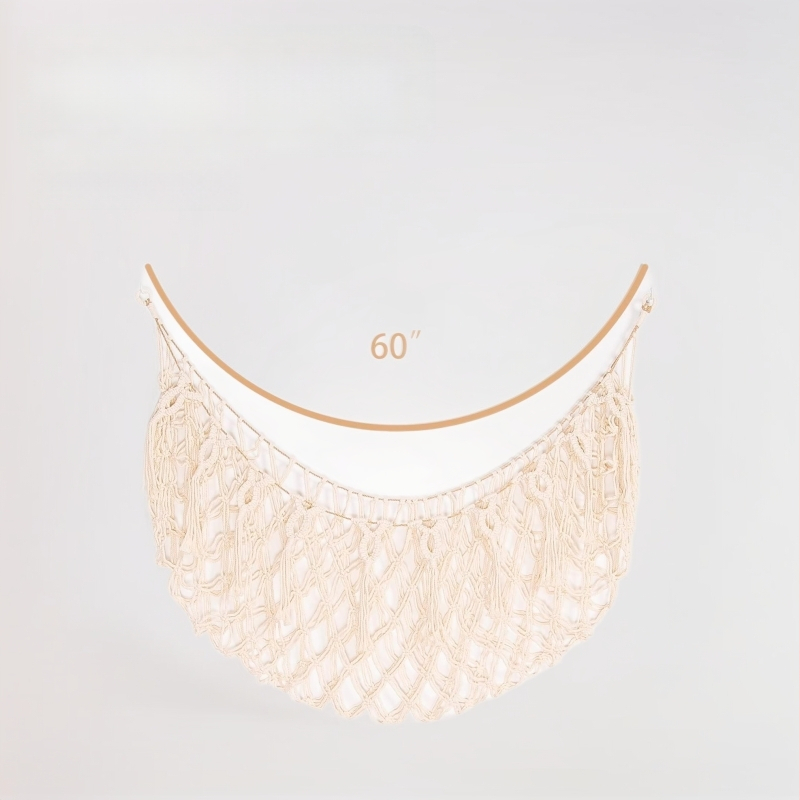 Nástenný sieťový hamak na hračky z bavlneného provazu, ručne tkaný, štýl kreslený roztomilý, oválny tvar, ručné pranie.