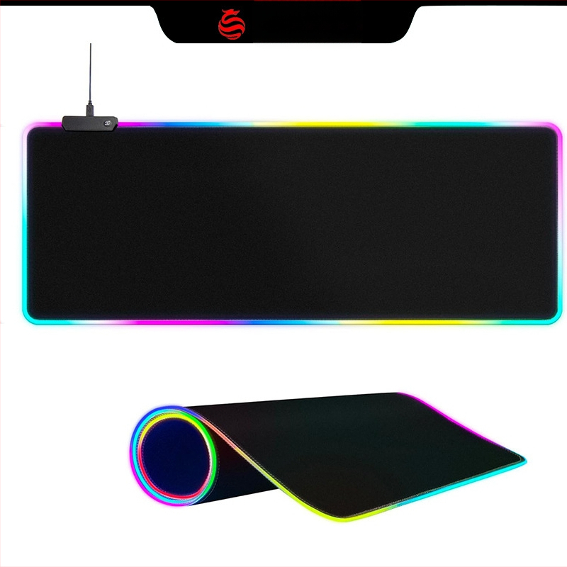 LED RGB spēļu peles paliktnis, auduma virsma, vienpusīgs, logotipa druka, OEM pielāgošana