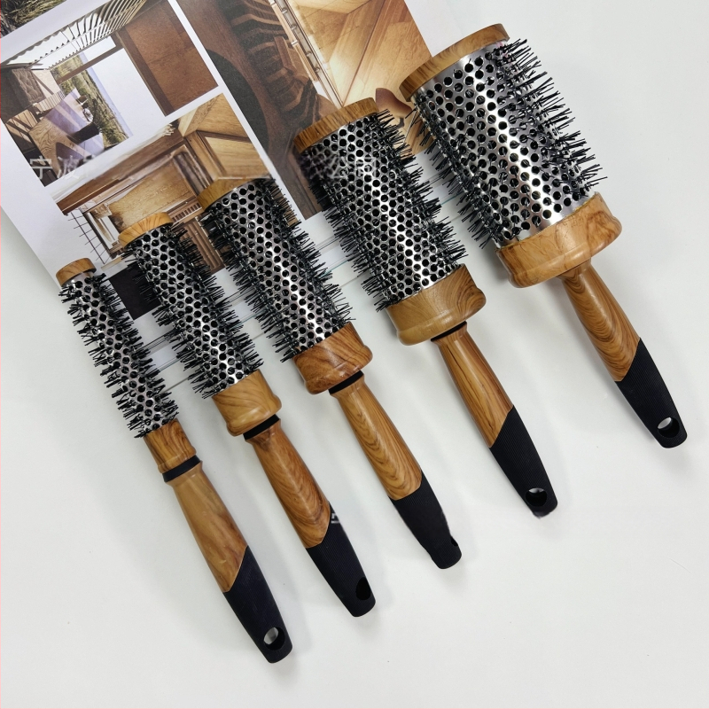 WEIBIN kulmovací hrebeň – cilindrický dizajn s dreveným vzorom, plastový, tepelne odolný