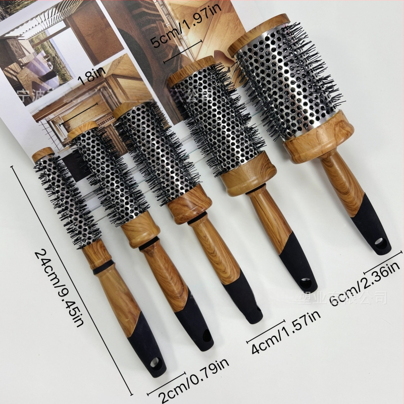 WEIBIN kulmovací hrebeň – cilindrický dizajn s dreveným vzorom, plastový, tepelne odolný