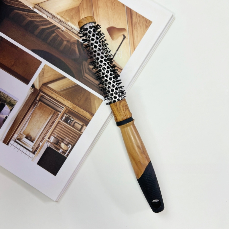 WEIBIN kulmovací hrebeň – cilindrický dizajn s dreveným vzorom, plastový, tepelne odolný