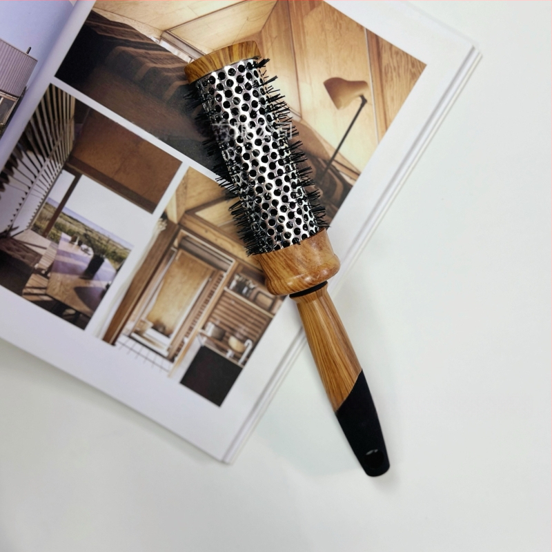 WEIBIN kulmovací hrebeň – cilindrický dizajn s dreveným vzorom, plastový, tepelne odolný