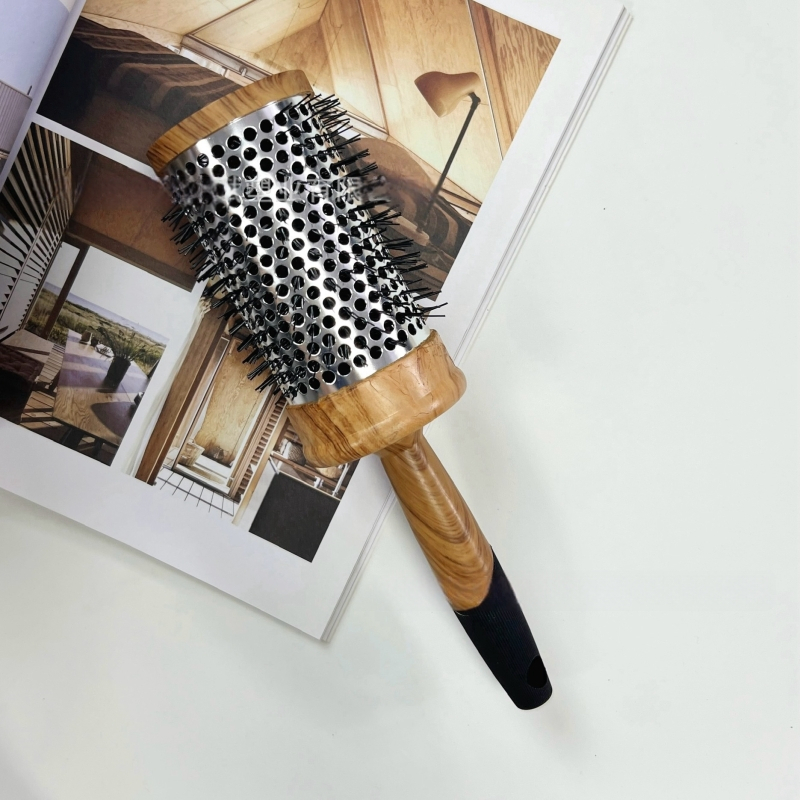 WEIBIN kulmovací hrebeň – cilindrický dizajn s dreveným vzorom, plastový, tepelne odolný