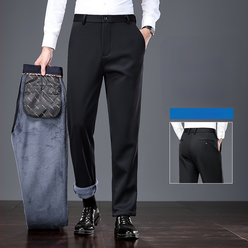 Pánske nohavice rovného strihu, polyesterová zmes, štvorcestná pružnosť, bez pokrčenia, jeseň 2025