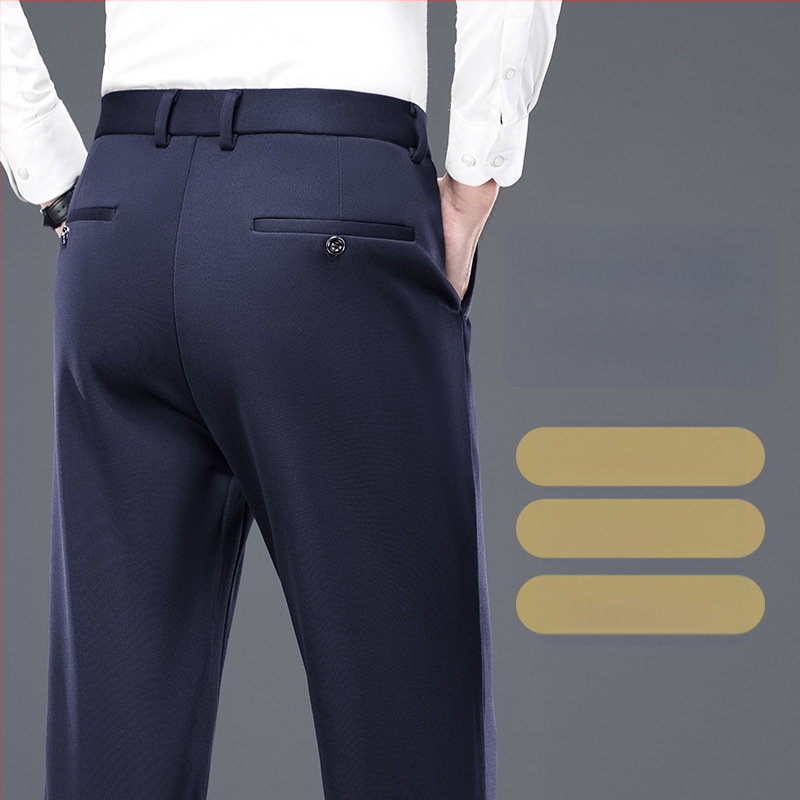 Pánske nohavice rovného strihu, polyesterová zmes, štvorcestná pružnosť, bez pokrčenia, jeseň 2025