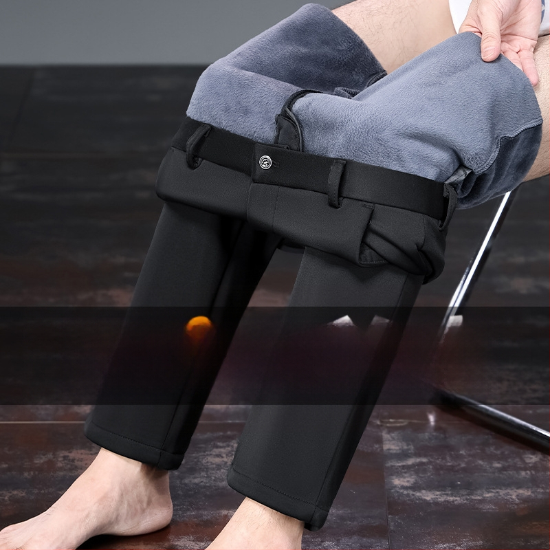 Pánske nohavice rovného strihu, polyesterová zmes, štvorcestná pružnosť, bez pokrčenia, jeseň 2025