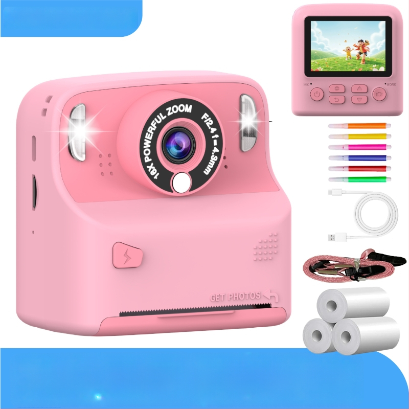 Detská Polaroid kamera X6D-Print, IPS HD displej, 48 MP senzor, TF karta, výdrž batérie 5–7 hodín