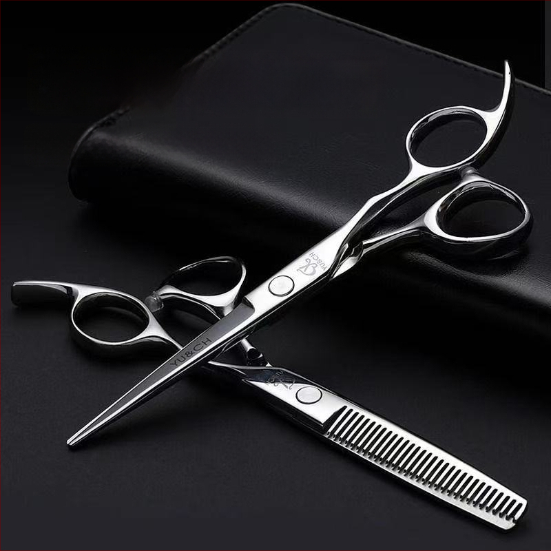 440C profesionálne nožnice na vlasy, čepeľ tvaru listu vrby, texturujúce nožnice