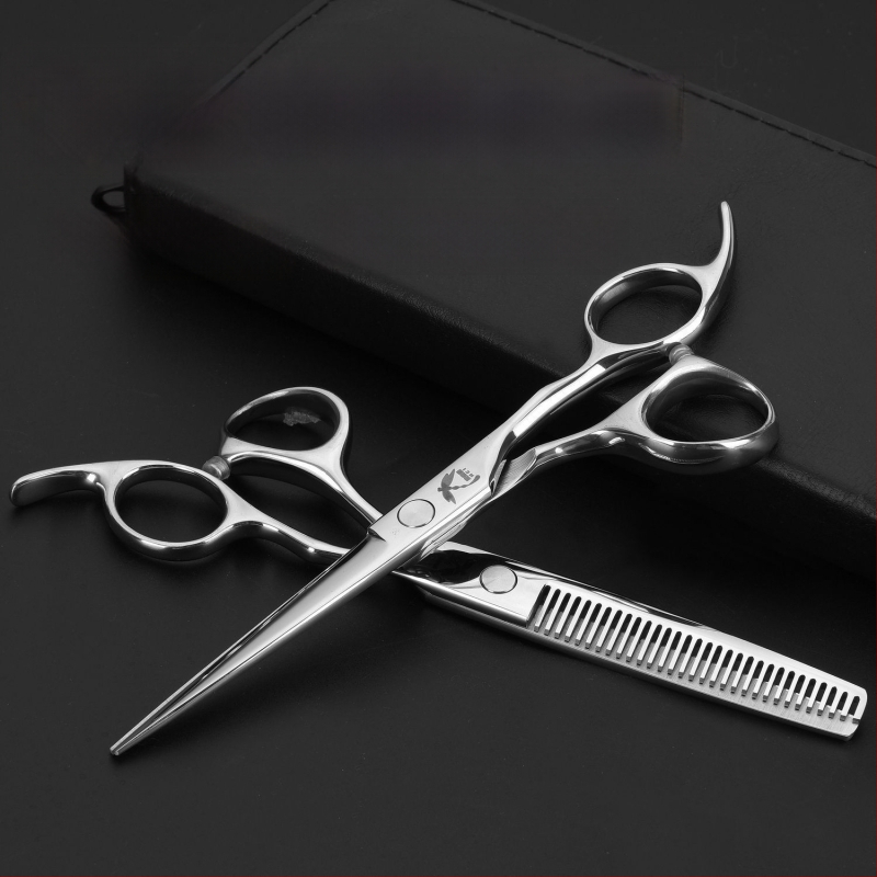 440C profesionálne nožnice na vlasy, čepeľ tvaru listu vrby, texturujúce nožnice