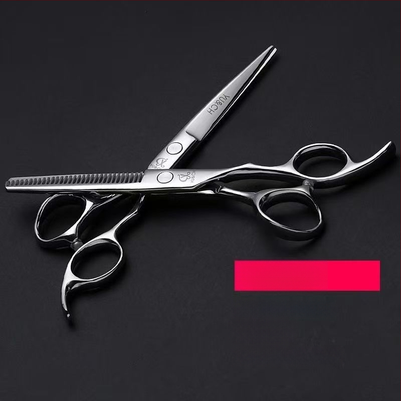 440C profesionálne nožnice na vlasy, čepeľ tvaru listu vrby, texturujúce nožnice