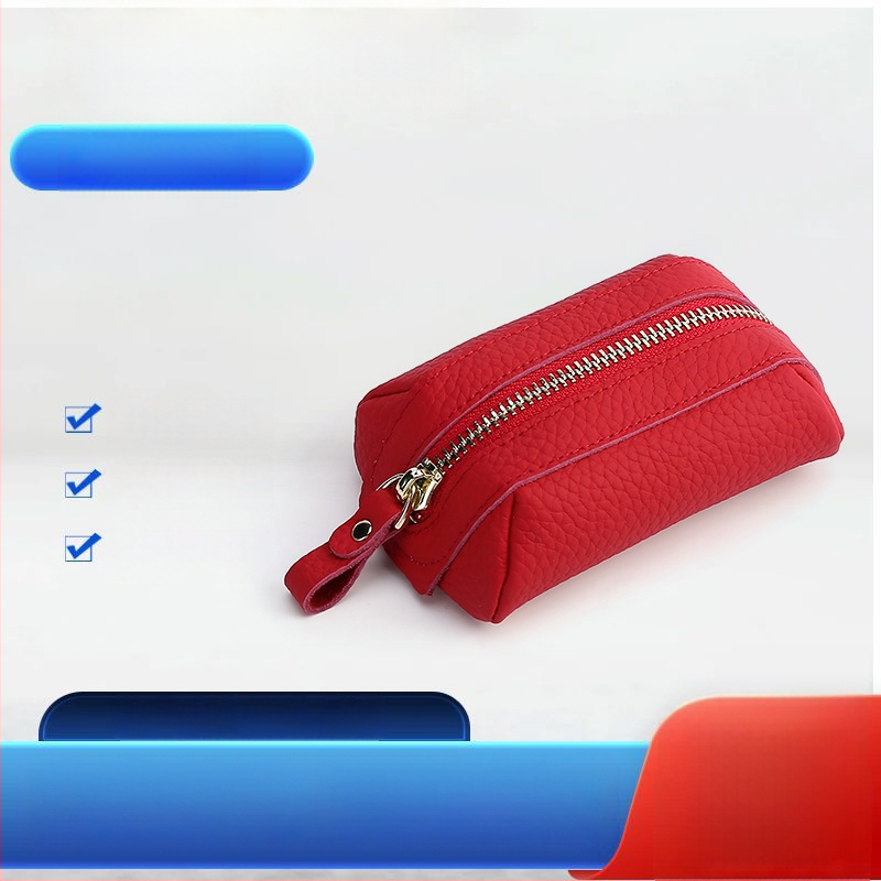 Kožená kapsička na kľúče, unisex, skladacia, 1 sklad, mestský minimalistický štýl