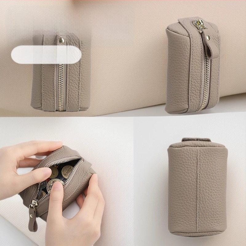 Kožená kapsička na kľúče, unisex, skladacia, 1 sklad, mestský minimalistický štýl