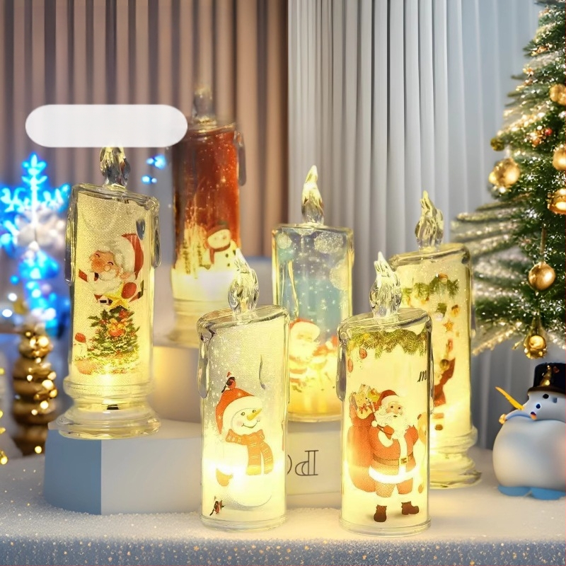 Öövalgustus Jõulude kunstlik küünal sisseehitatud akuga, akrüülvarjuga, geomeetriline LED-küünal meeleoluks dekoratsiooniks