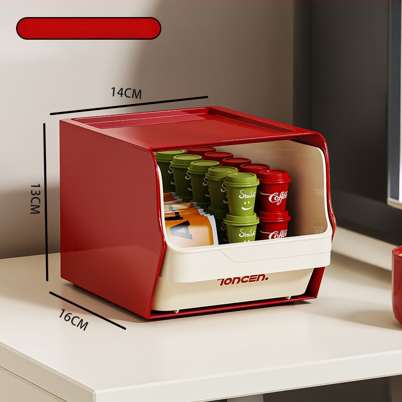 Držiak na čajové vrecká a kapsule kávy — na stenu aj na stôl, viacposchodový organizér, japonský štýl, PET+PP, uvedený na trh v roku 2025