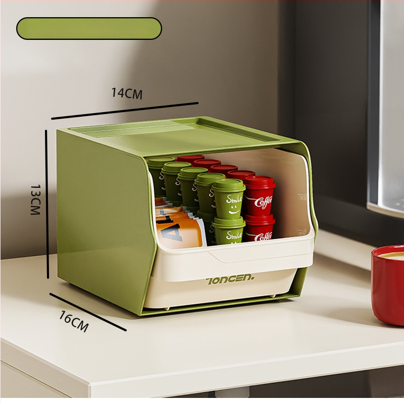 Držiak na čajové vrecká a kapsule kávy — na stenu aj na stôl, viacposchodový organizér, japonský štýl, PET+PP, uvedený na trh v roku 2025
