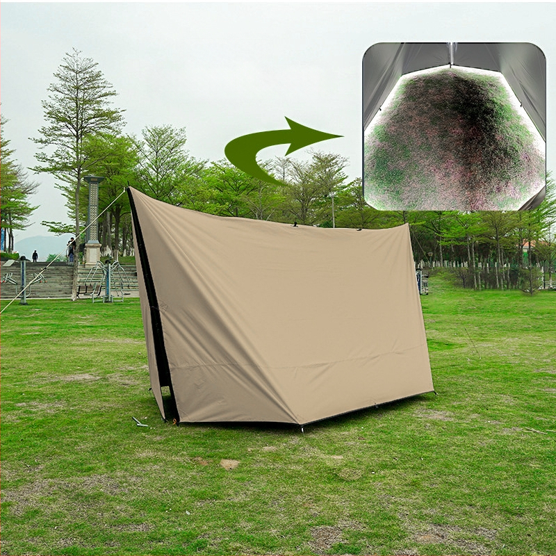 Kempingo skydas su daugybe kabliukų, 210D Oxford audinys, vandeniui atsparus 3000–8000 mm, kvadratinė forma