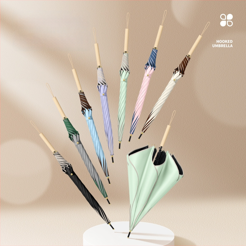 Petálový dážďnik s UV ochranou UPF 50+, 8 žebier, Vinyl 210T látka, konštrukcia z zliatiny, rukoväť z masívneho dreva, možnosť potlače loga