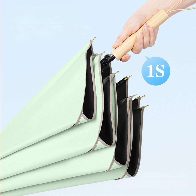 Petálový dážďnik s UV ochranou UPF 50+, 8 žebier, Vinyl 210T látka, konštrukcia z zliatiny, rukoväť z masívneho dreva, možnosť potlače loga