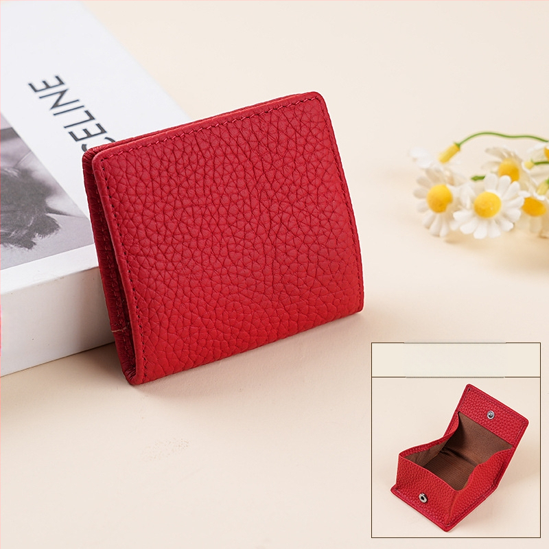 Mini mincová peňaženka z prvej vrstvy hovädzej kože, Liči vzor, unisex, vnútorná výstelka: super vlákno, leto 2025