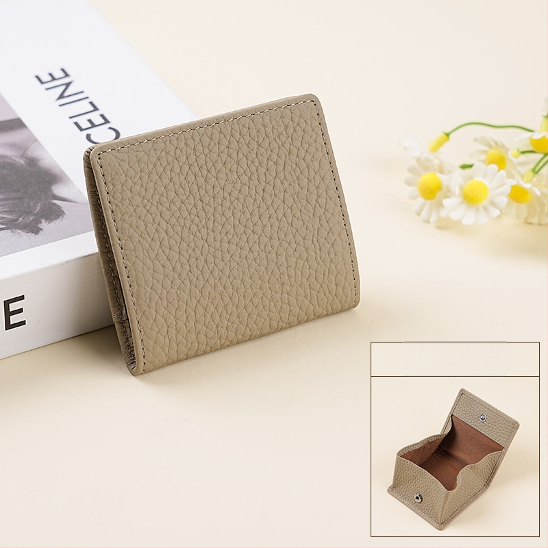 Mini mincová peňaženka z prvej vrstvy hovädzej kože, Liči vzor, unisex, vnútorná výstelka: super vlákno, leto 2025