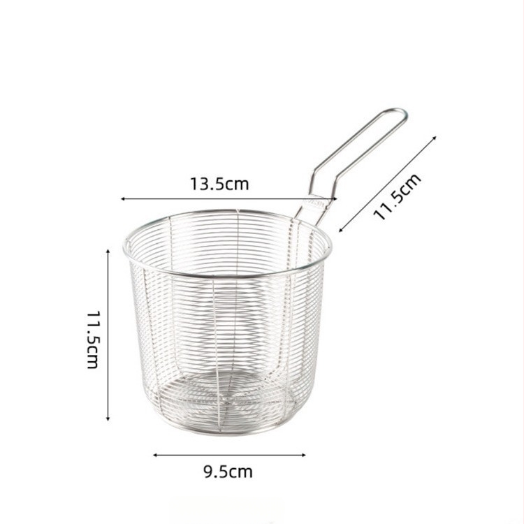 Koš na fritovanie z nehrdzavejúcej ocele 304 s filtrom na rezance, pochúťky a hranolky – rukoväť proti popáleninám, jednoduchý háčik, prispôsobiteľné Zhenggang Hardware
