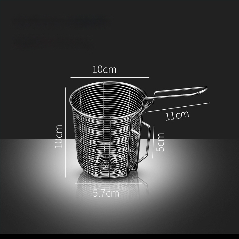 Koš na fritovanie z nehrdzavejúcej ocele 304 s filtrom na rezance, pochúťky a hranolky – rukoväť proti popáleninám, jednoduchý háčik, prispôsobiteľné Zhenggang Hardware