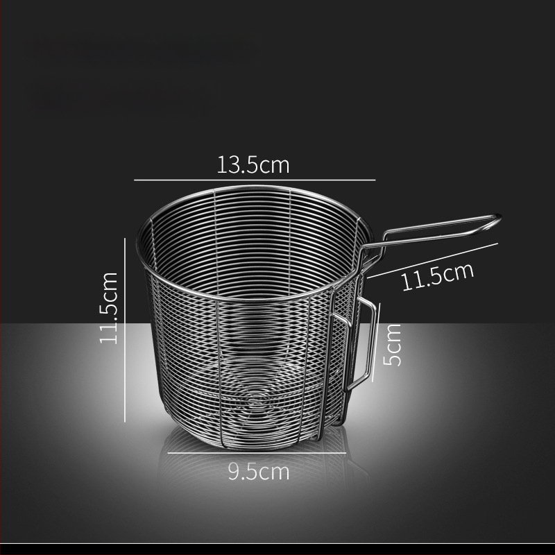 Koš na fritovanie z nehrdzavejúcej ocele 304 s filtrom na rezance, pochúťky a hranolky – rukoväť proti popáleninám, jednoduchý háčik, prispôsobiteľné Zhenggang Hardware
