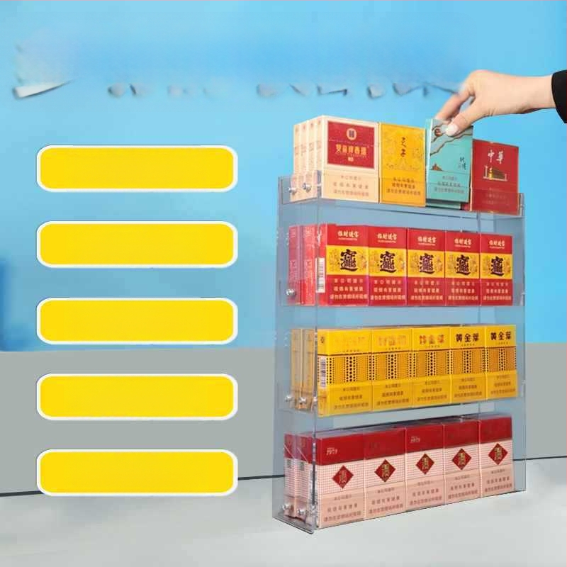 Stenu montovaný stojan na cigarety, viacposchodové skladovanie, z plastu