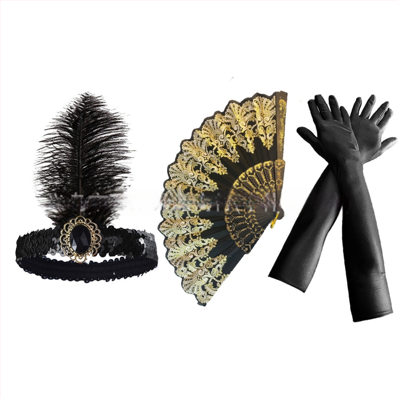 Perová ozdoba na čelenku s perami a diamantovými prvkami - inšpirované 1920-tych rokov, kód SHI231440, skladom, leto 2025