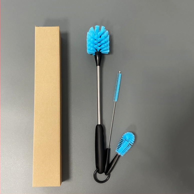 Puodelio šepetėlių rinkinys, 3 dalys, įskaitant dangtelio ir šiaudelio šepetėlius, plastikinis, valymas visuose kampuose